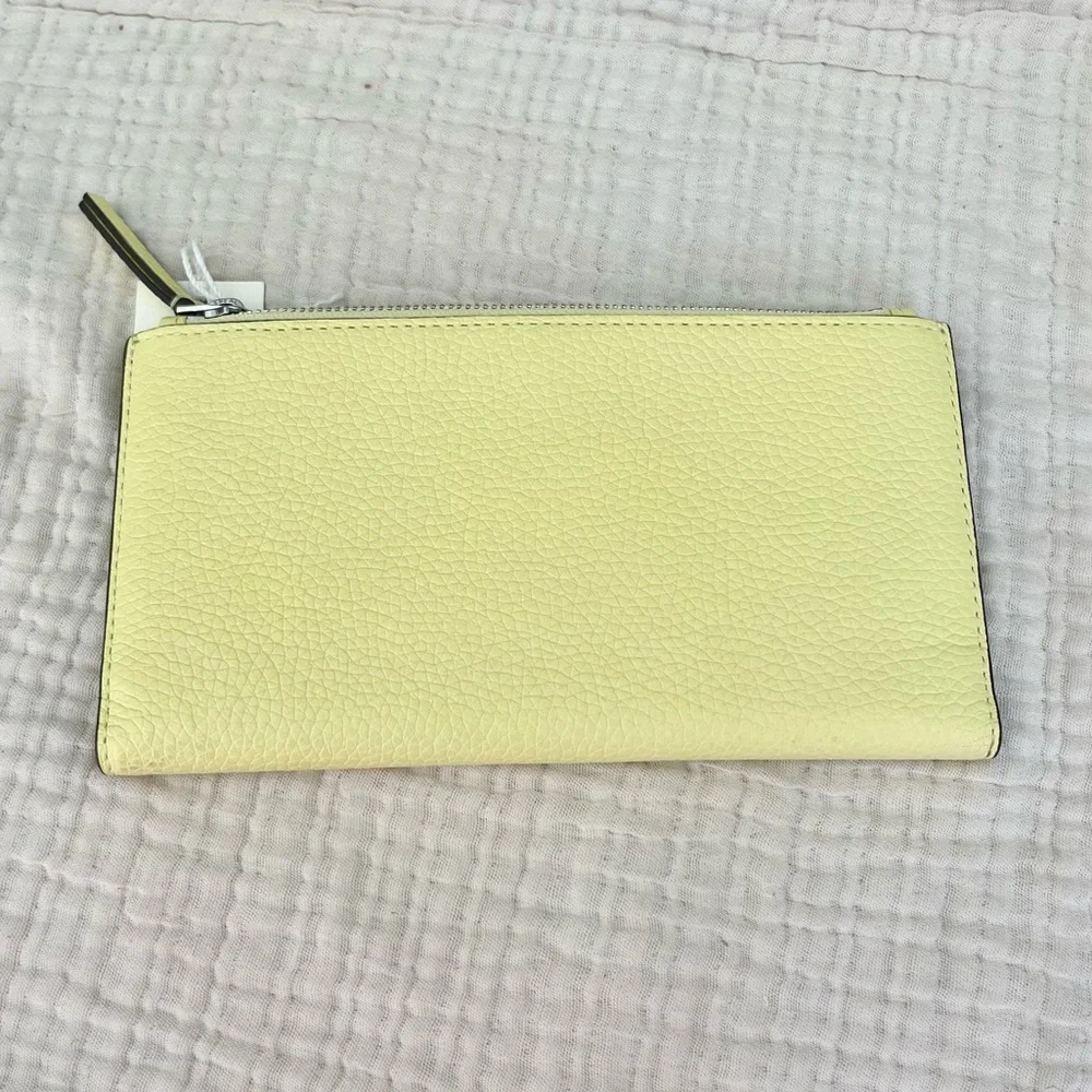 Tory Burch | NWT Blake ColorBlock Slim Envelope Wallet Yellow Pinefrost Silver